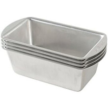 Natural Aluminum Commercial Mini Loaf Pans, Four 2-Cup Pans