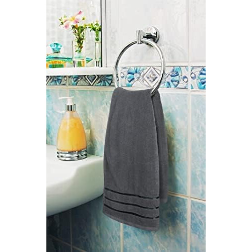 Ensemble de 8 serviettes en coton et viscose grises 1