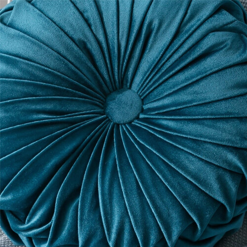 Round Velvet Floor Pillow 35cm Navy Blue 1