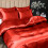 King-Satin-Bettwäscheset Luxe Rot-Orange 5-teilig 3