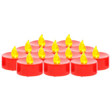 Lot de 12 fausses bougies rouges en plastique, sans fumée et à effet flamme vacillante, idéales pour les réunions de famille.