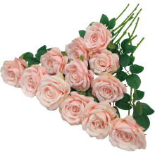Rose artificiali nere all'ingrosso – 12 pezzi, diametro 10 cm, seta/plastica, per decorazioni nuziali nere, bouquet (Nero)