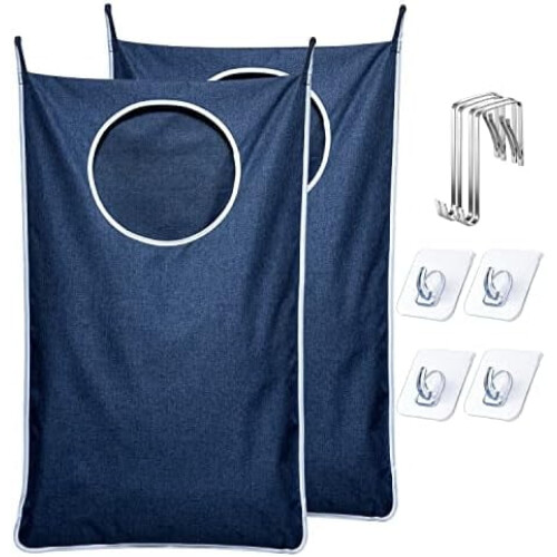 2-pack hängande tvättkorg 85x54 cm blå
