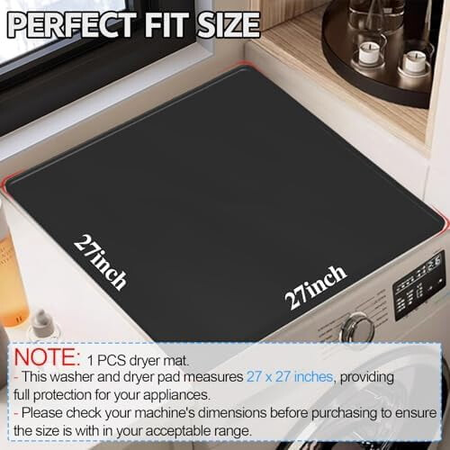 Κάλυμμα πλυντηρίου ρούχων 27"x27", αντιολισθητικό, αδιάβροχο, πλενόμενο, λαστιχένιο 1