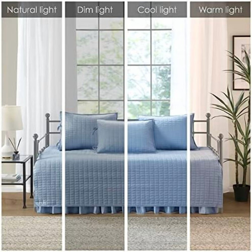 Daybed Cover Set Luxe Double-Sided Quilting Blue 5-Piece 1