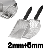 2-Pack Stainless Steel Litter Scoop, Dual-Mesh (2mm/5mm) Poop Scooper for Cat Litter Box & Reptile Terrarium – Compatible with Standard Litter Boxes