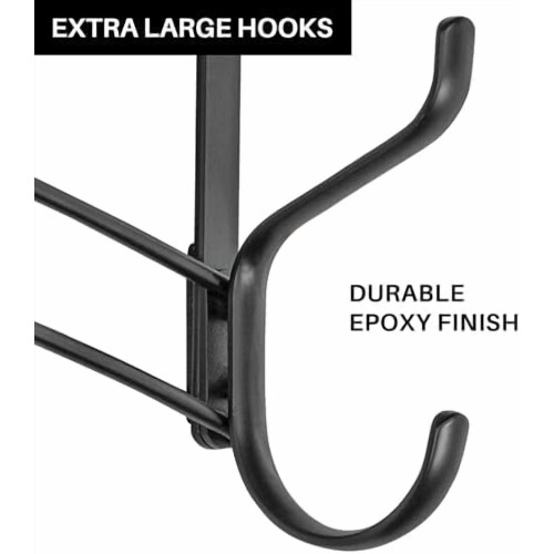 Over-Door Hook Rack Black 18-Hook for Bathroom Bedroom 1
