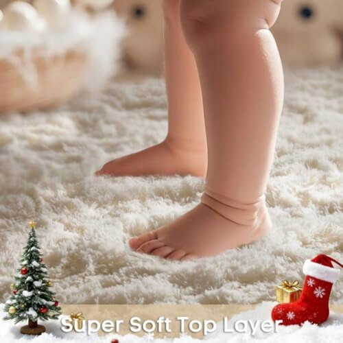 Ivory Shag Area Rug 4x6 ft – Ultra Soft Non-Slip Polyester 1