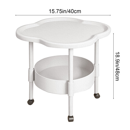 Modern Double-Layer Plastic End Table with Storage – Easy Assembly, Compact Design for Bedroom/Office/Living Room (White) 2