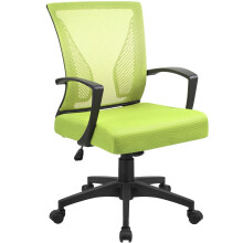 Office Chair Mid Back Swivel Lumbar Support Desk Chair, Height Adjustable Computer Ergonomic Mesh Chair with Armrest, Light Green