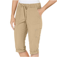Női 7/8-as cargo nadrág – könnyű twill anyagból, húzózsinóros derékkal, több zsebbel, rugalmas derékkal (S–2XL)