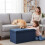 EDX folding storage ottoman bench blue 30 inch 2