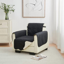Megfordítható, mosható székhuzat rugalmas pántokkal – Steppelt kisállat-/gyerekvédő (fekete/bézs) – Standard székekkel kompatibilis