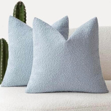 Housses de coussin bouclées texturées bleu clair 61 x 61 cm (lot de 2), housses de coussin neutres, douces et confortables pour canapé, fauteuil,
