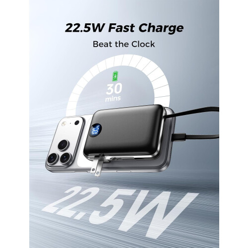 Φορητό Power Bank 10000mAh με ενσωματωμένα καλώδια και πρίζα, 4 εξόδους, γρήγορη φόρτιση 1