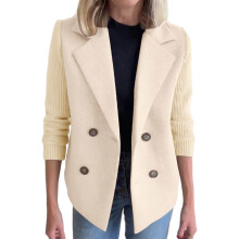 Giacca shacket da donna Kukoosong, maniche lunghe, con cerniera, in lana, calda e senza cappuccio, ideale per l'inverno.