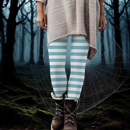 Γυναικείο παντελόνι γιόγκα με ρίγες για το Halloween – Ελαστικό κολάν με απαλή πλέξη 2