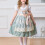 Mädchen Cottagecore Blumenkleid-Set Grün Größe 7 2