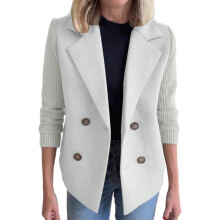 Damen-Wolljacke, langärmelig, mit Reißverschluss, warm für den Winter