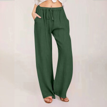 HERESOM Dames Zomerbroek van linnen – Soepelvallende, effen kleur, wijde pijpen, casual broek, compatibel met HERESOM