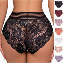 Chiloți pentru femei, chiloți pentru femei, chiloți sexy de culoare solidă, talie înaltă, dantelă, fără cusături, pentru abdomen,
