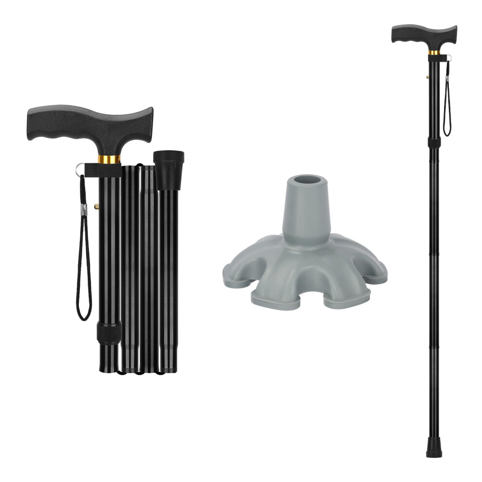 Folding Walking Cane with Adjustable Height and SelfStanding Tip for Travel