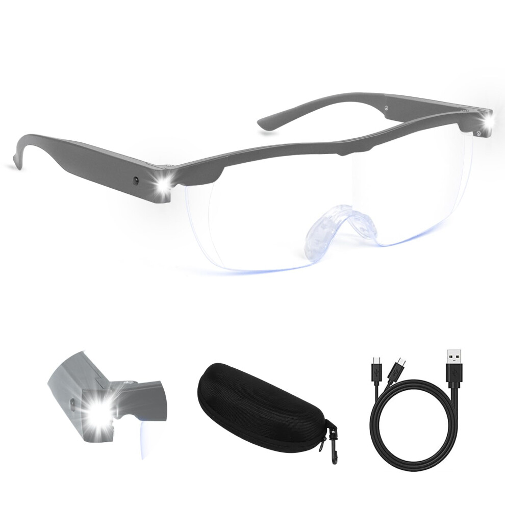 LED Magnifying Glasses 200% Clear Magnification with Dual LED Light USB Rechargeable Headband Magnifier