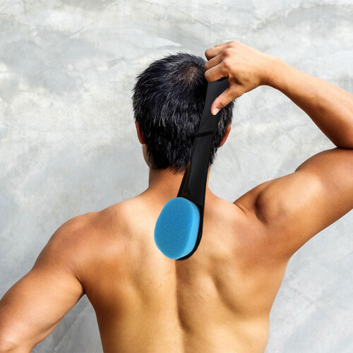 Self Tanning Back Applicator with Long Foldable Handle for Even Coverage Creams and Lotions 1