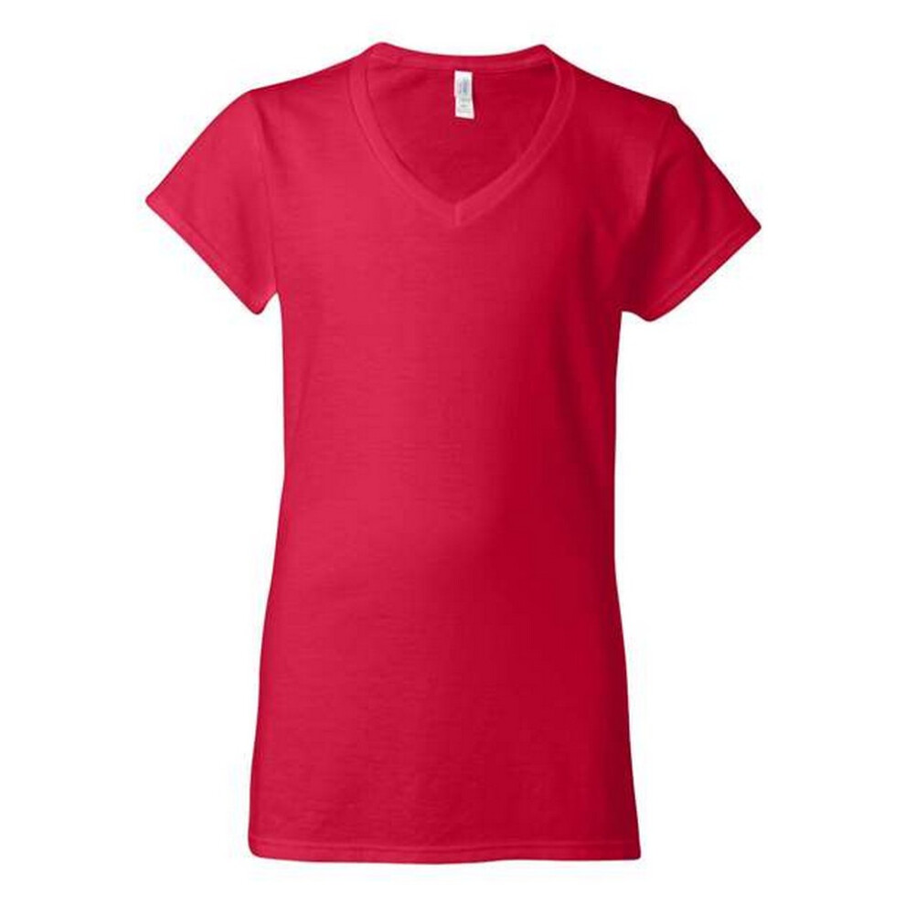 Gildan (Xxl, Cherry ) Womens/Ladies Soft Touch V Neck T-Shirt Red