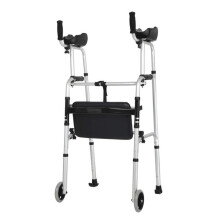 Upright Rollator Walker for Seniors with Comfortable Armrests, Adjustable Height 4 Wheel Design