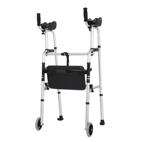 Upright Rollator Walker for Seniors with Comfortable Armrests, Adjustable Height 4 Wheel Design