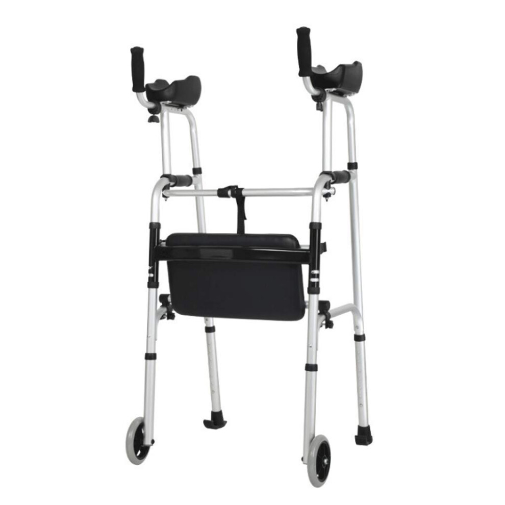 Upright Rollator Walker for Seniors with Comfortable Armrests, Adjustable Height 4 Wheel Design