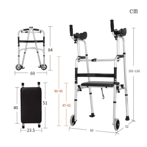Upright Rollator Walker for Seniors with Comfortable Armrests, Adjustable Height 4 Wheel Design 2