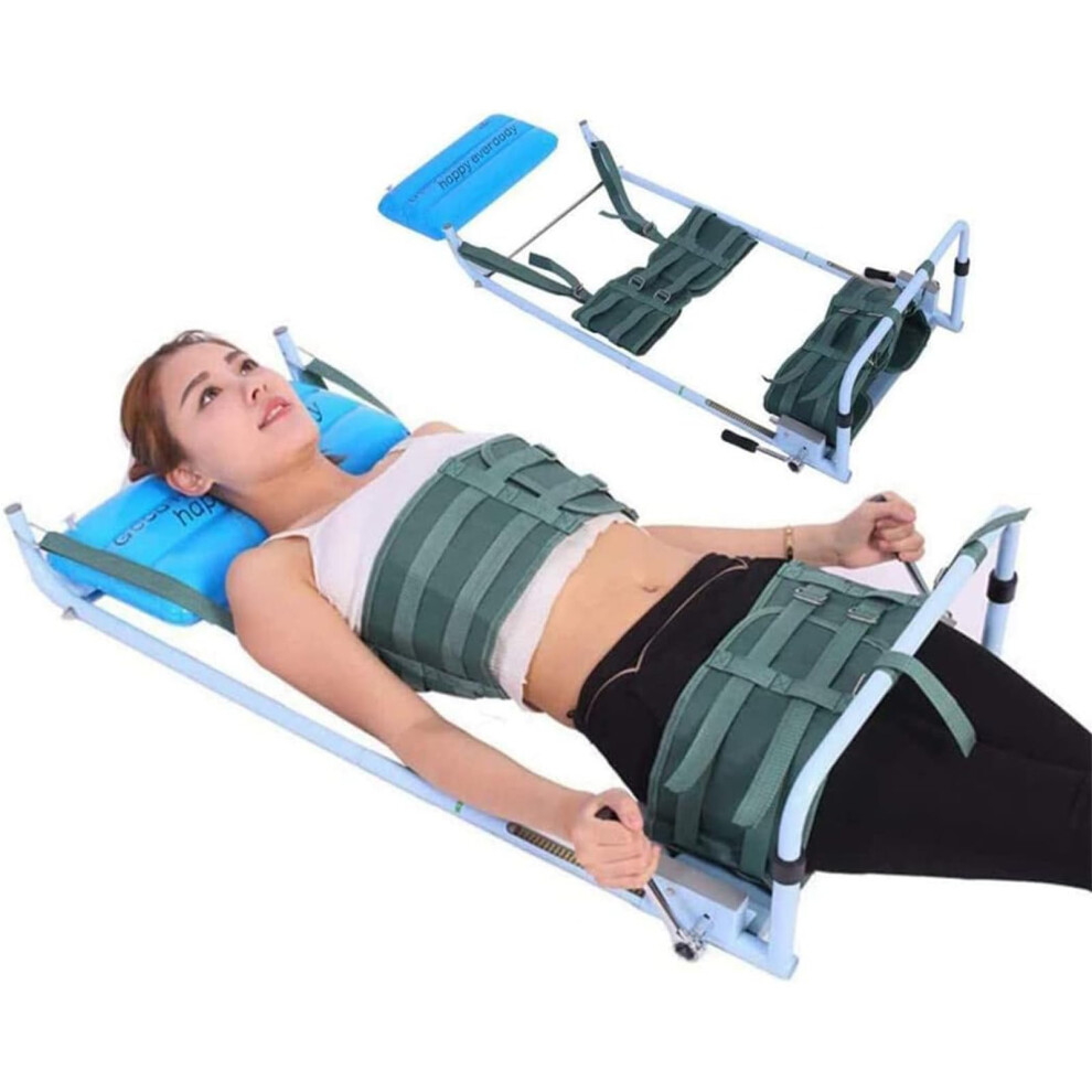 Lumbar Traction Device with Adjustable Cervical and Back Stretching for Home Spine Alignment and Pain Relief