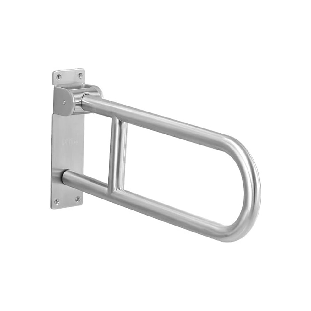 304 Stainless Steel Flipup Bathroom Grab Bar with Frosted Finish, Wall Mounted Toilet Safety Rail for Elderly