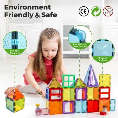 Dekko 100Pcs Magnetic Tiles Building Blocks Kids 1