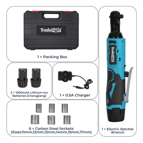 Traderight 12V Cordless Angle Ratchet 2 Battery 1