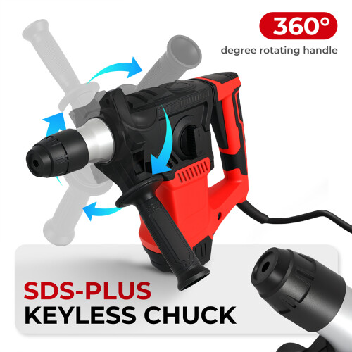 Traderight 1500W 4-in-1 SDS-Plus Hammer Drill 1