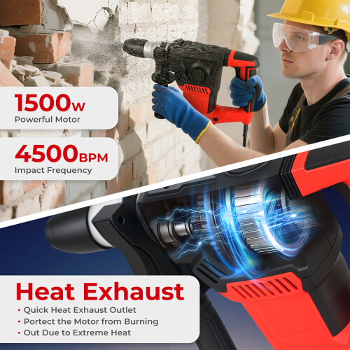 Traderight 1500W 4-in-1 SDS-Plus Hammer Drill 2