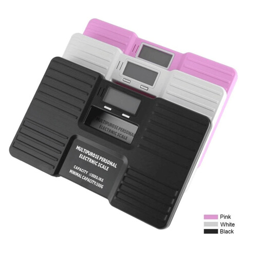 Digital Bathroom Scale with Backlit LCD, Slim Black Design, 150kg Capacity, Tare Function 1