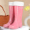 Botas de chuva impermeáveis femininas de cano longo e largo rosa. 4
