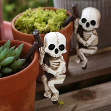 Pot de fleurs squelette d'Halloween, ensemble de jardinières suspendues en résine, décoration gothique pour patio ou balcon