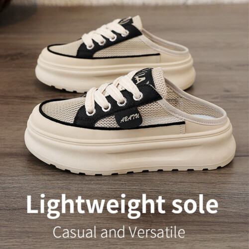 Γυναικεία slip-on sneakers με πλατφόρμα Mules χωρίς πλάτη, ελαφριά καλοκαιρινά παπούτσια 2