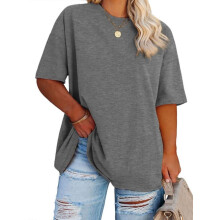 T-shirts grande taille pour femmes, coupe oversize, manches courtes, col rond, tuniques d'été