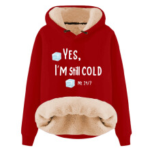 Warmer Damen-Fleece-Hoodie mit Kapuze, Aufdruck „YES I'm Cold ME247“, kuscheliger Winterpullover, lässiges Langarmshirt, lustiges Sweatshirt