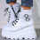 Μπότες Shldybc Chunky Platforms για γυναίκες, Casual Plus Size Retro Flat Bottom Shoes με κορδόνια και 4