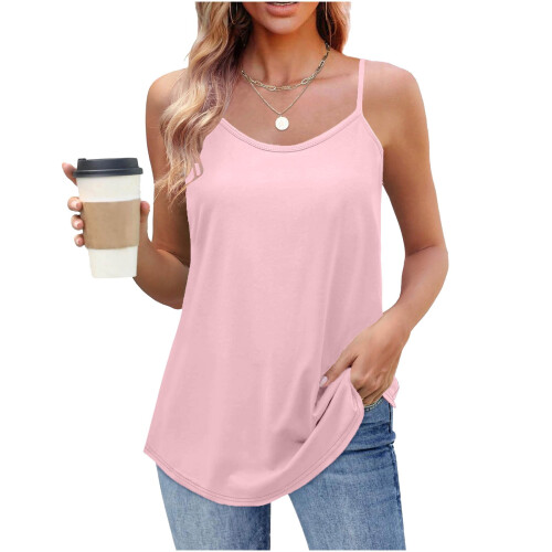 Damen-Tanktop, einfarbig, Rundhalsausschnitt, ärmellos, Polyester 1
