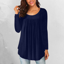 Going out Tops for Women Women Casual Solid Color Long Sleeve Crewneck Basic Comfy Tunic Blouse Tees