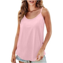 Damen-Tanktop, einfarbig, Rundhalsausschnitt, ärmellos, Polyester