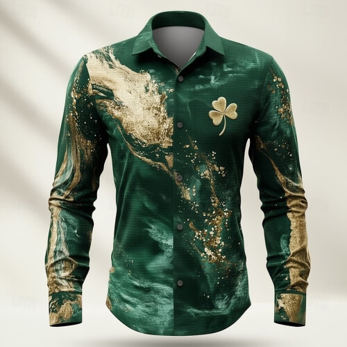 St. Patrick's Day abstract print button-down blouse 1